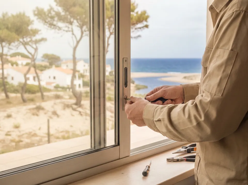 Reparación de la cerradura de una puerta corredera de apartamento